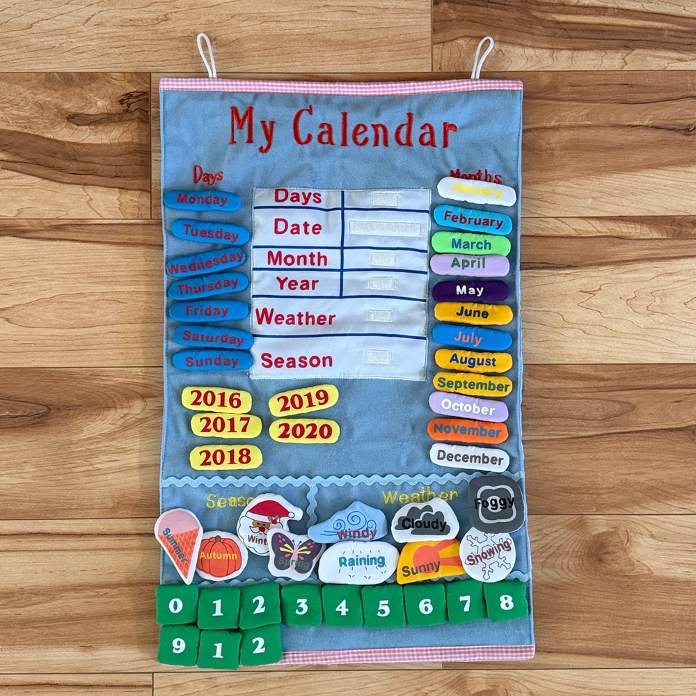 Rosalina Baby Collections My Calendar Fabric Wall Hanging Decor Blue